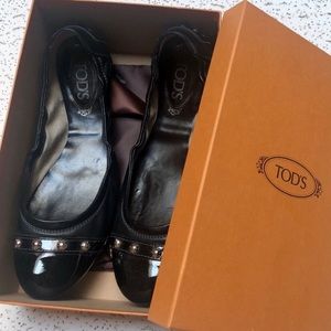Tods Black Studded Ballet Flats!